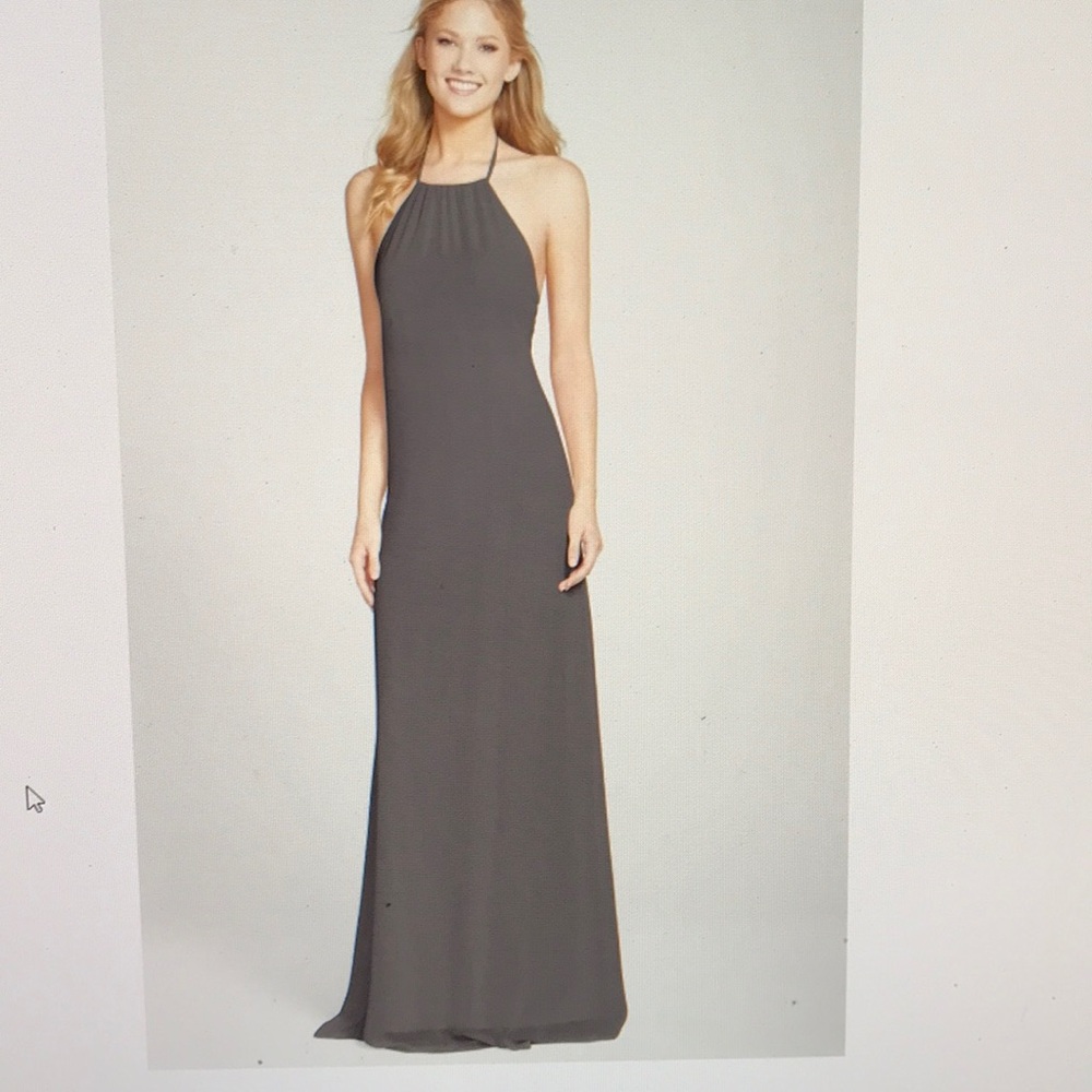 - Chiffon Open Back Halter Gown
